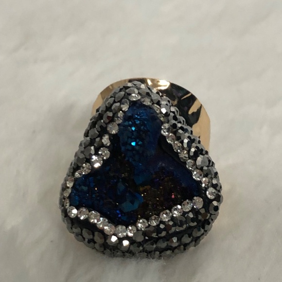 Women’s Blue Druzy Adjustable Ring.NEW - Picture 2 of 5